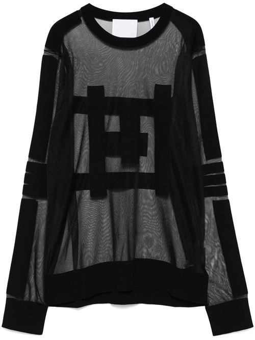 Top  in maglia nera costruzione semitrasparente Helmut Lang | O07HW701001